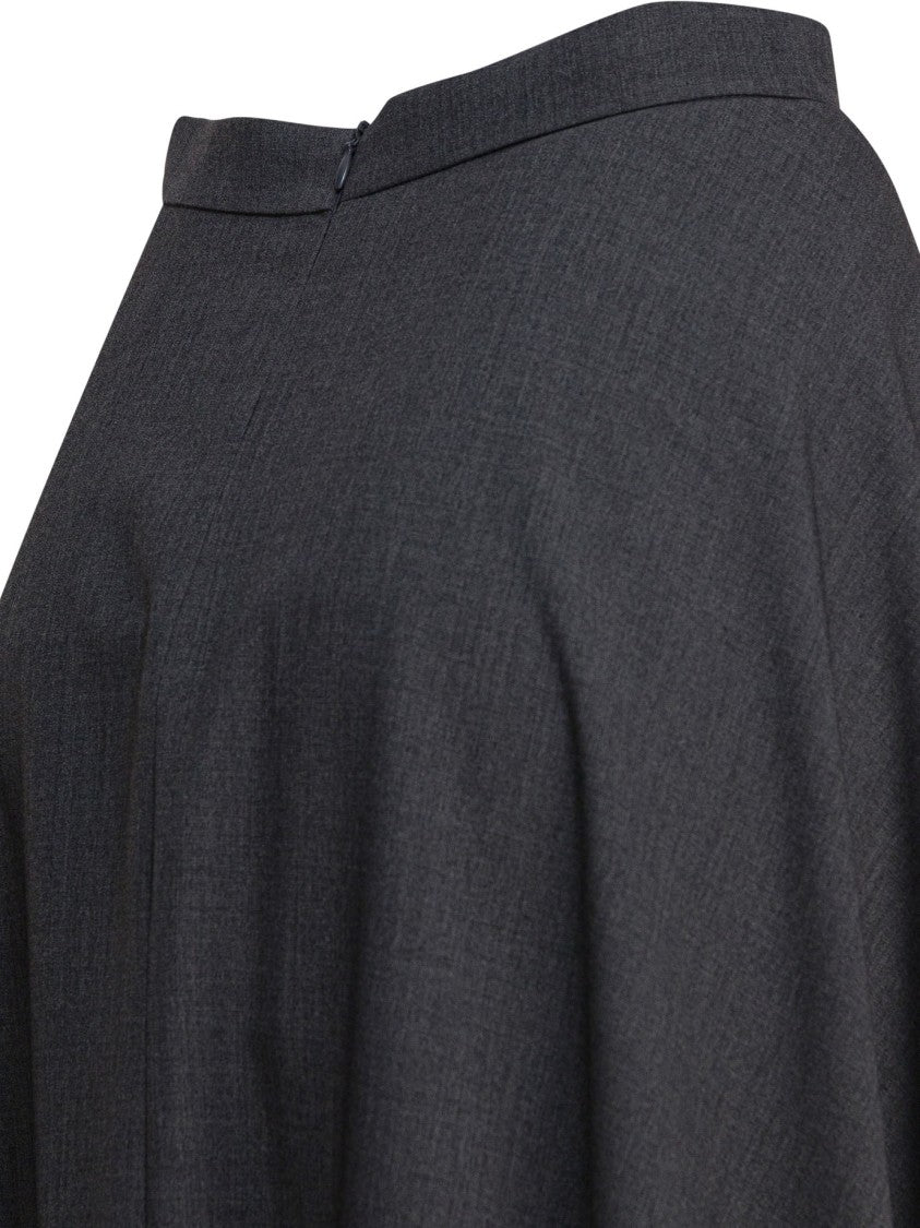 Semper Soft-Silhouette Grey Flared Skirt With Structured Weave