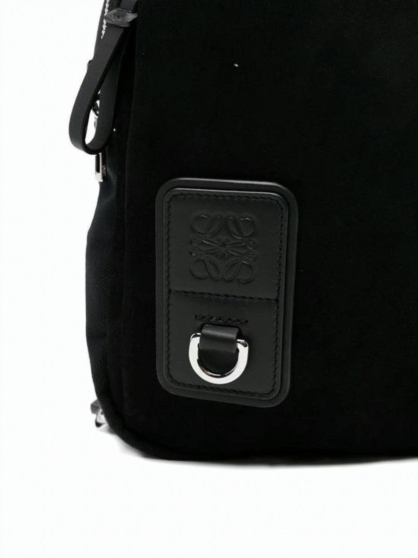 Loewe Compact Suede And Canvas Crossbody Bag