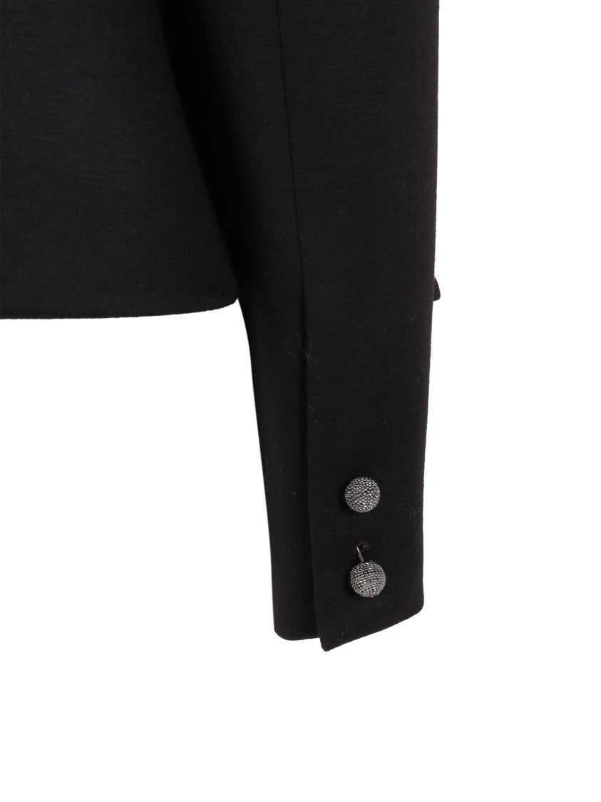Fabiana Filippi Black Boiled Wool Jersey Lapelless Jacket