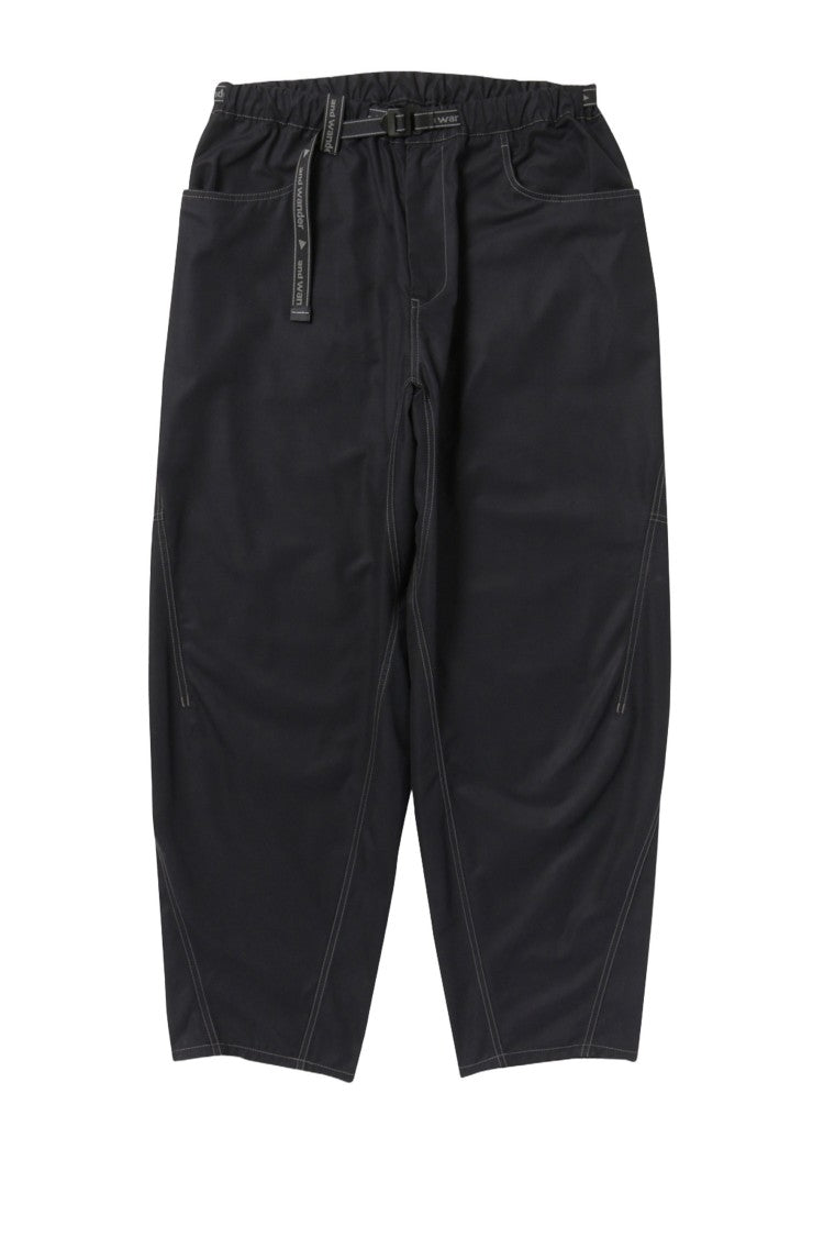 And Wander Black High Count Cloth Wide Pants