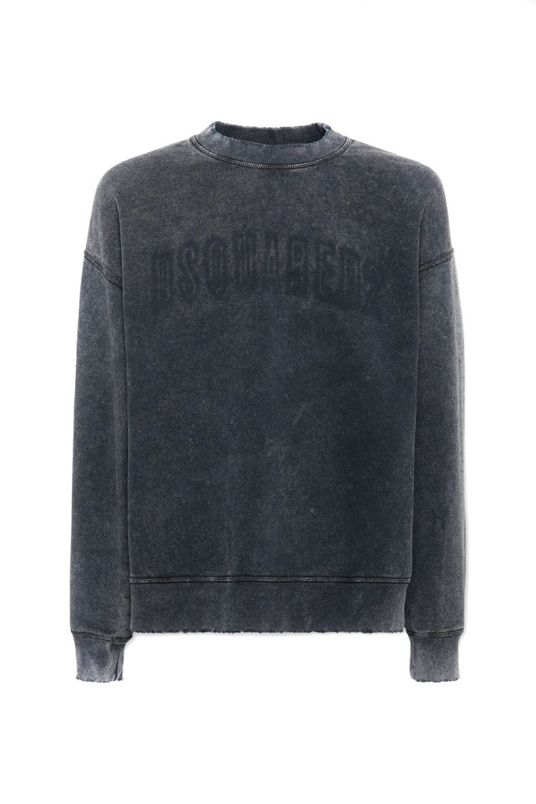 Dsquared2 Grey Cotton Washed Logo Sweatshirt
