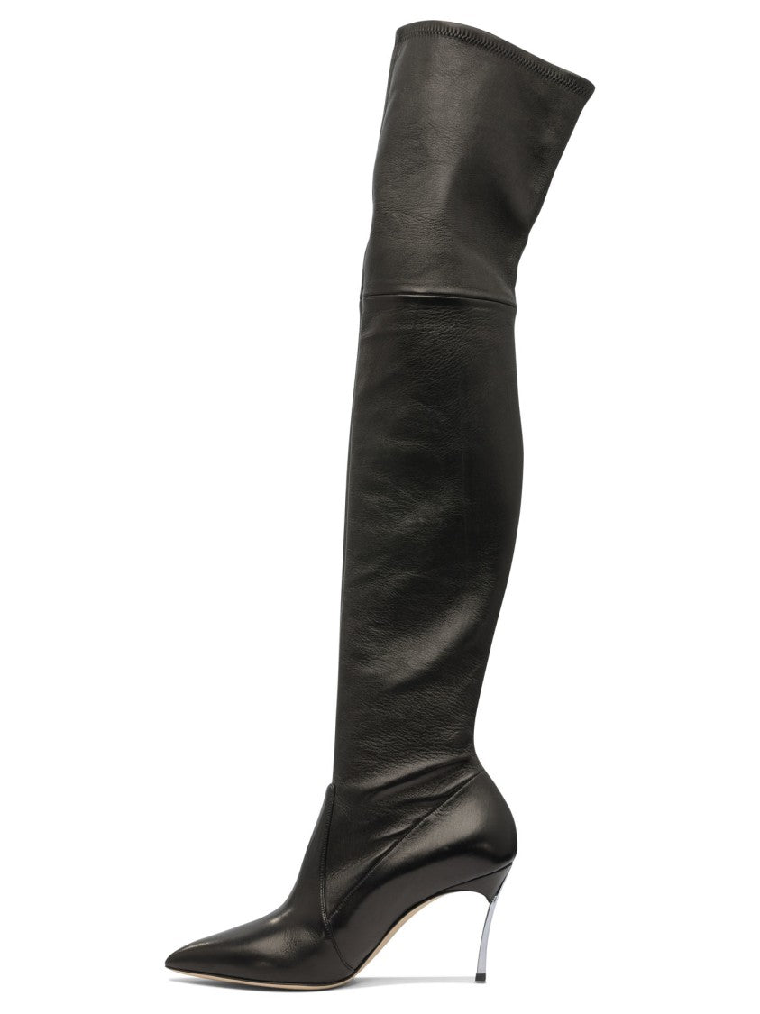 Casadei Over-The-Knee Leather Boots With Stiletto Heel