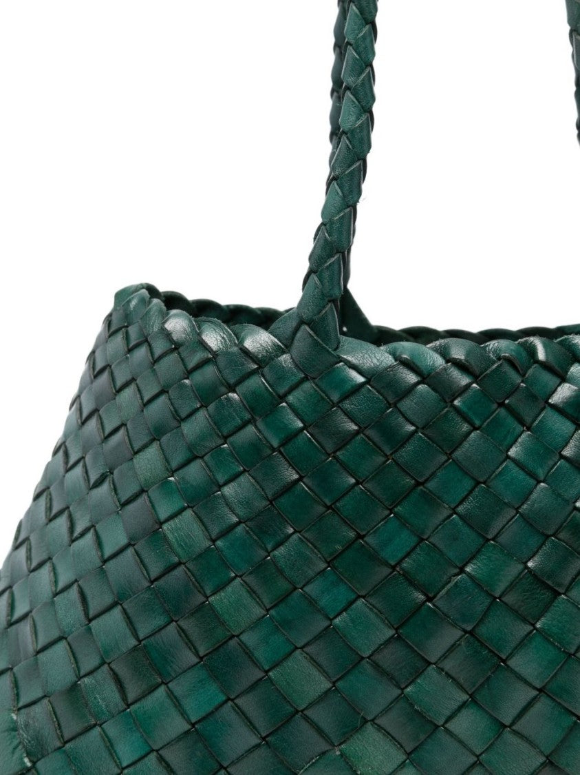 Dragon Diffusion Woven Calfskin Tote Handbag With Braided Handles