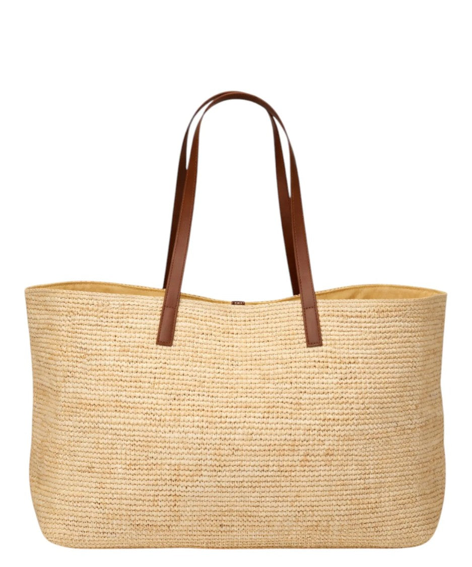 Mc2 Saint Barth Woven Tote Bag With Leather Handles