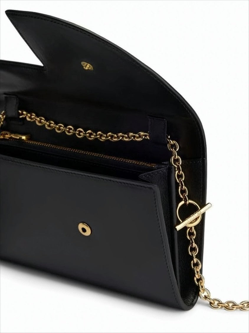 Patou Asymmetrical Flap Calf Leather Clutch