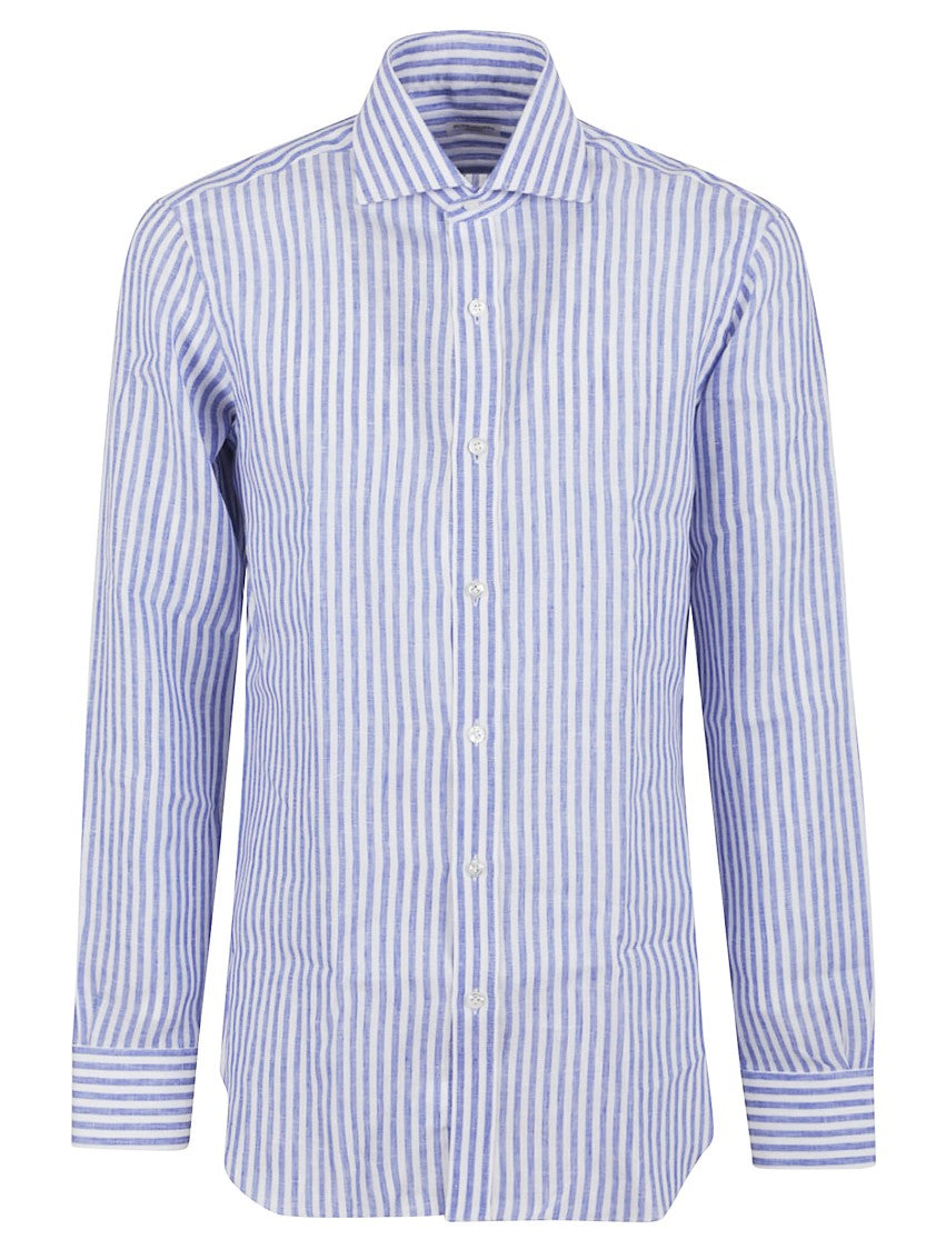 Buonamassa Classic Striped Linen Shirt With Tailored Fit