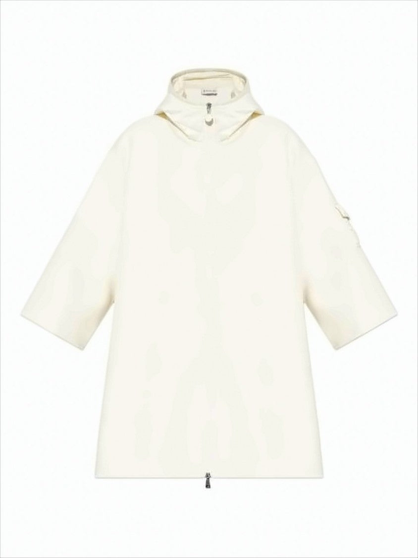 Moncler Soft Wool Blend Hooded Cape With
