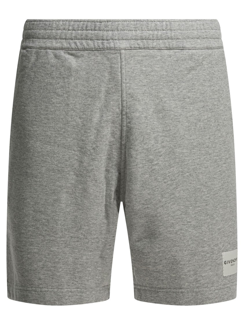 Givenchy Minimalist Grey Cotton Shorts With Elastic Waistband