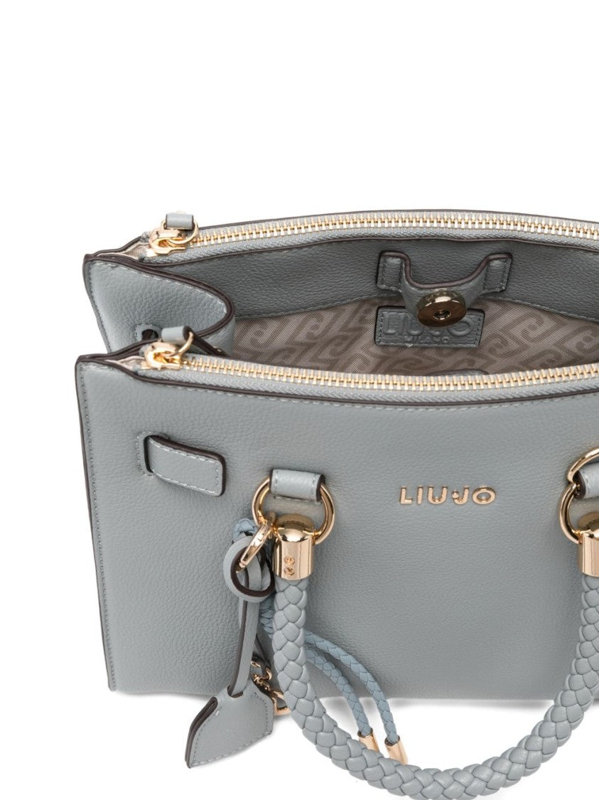 Liu Jo Structured Grey Handbag With Braided Handles