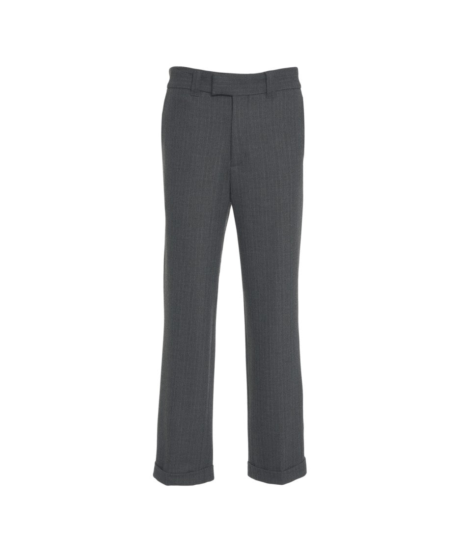 Paolo Pecora Pinstripe Chinos With Classic Cuffed Hem And Tailored Fit