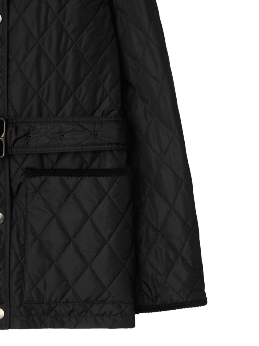 Burberry Black Diamond-Quilted Corduroy Collar Jacket