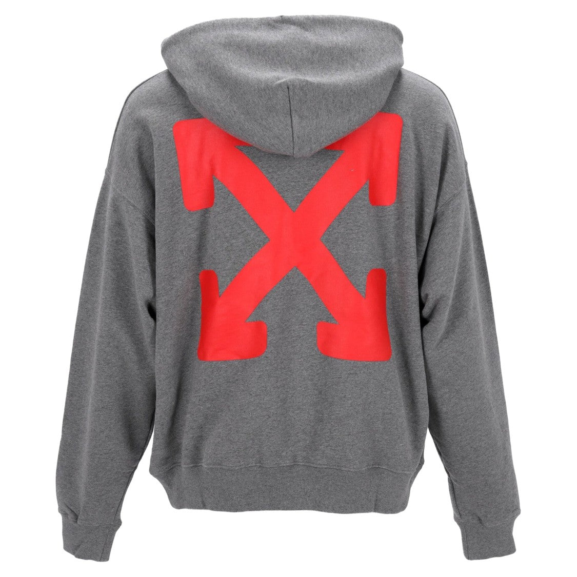 Off-White Relaxed-Fit Grey Hoodie With Bold Front And Back Prints