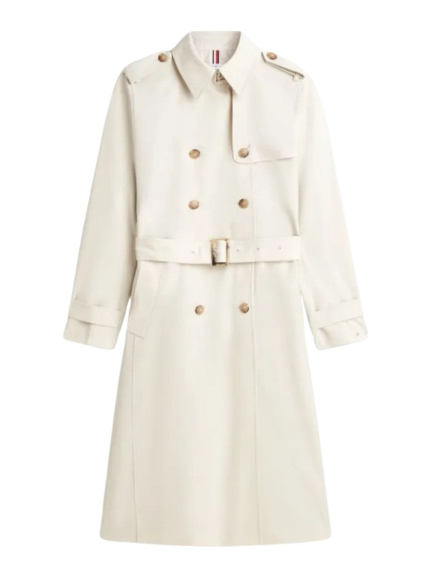 Tommy Hilfiger White Gold Tone Button Trench Coat
