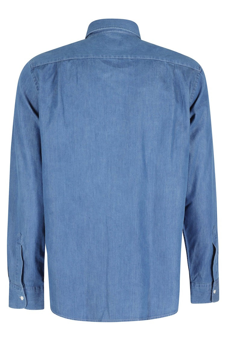 Aspesi Denim Blue Vic Button-Up Cotton Casual Shirt