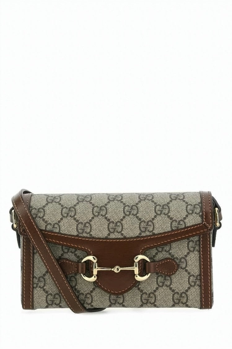 Gucci Mini Rectangular Shoulder Bag With Monogram Canvas And Leather Trim