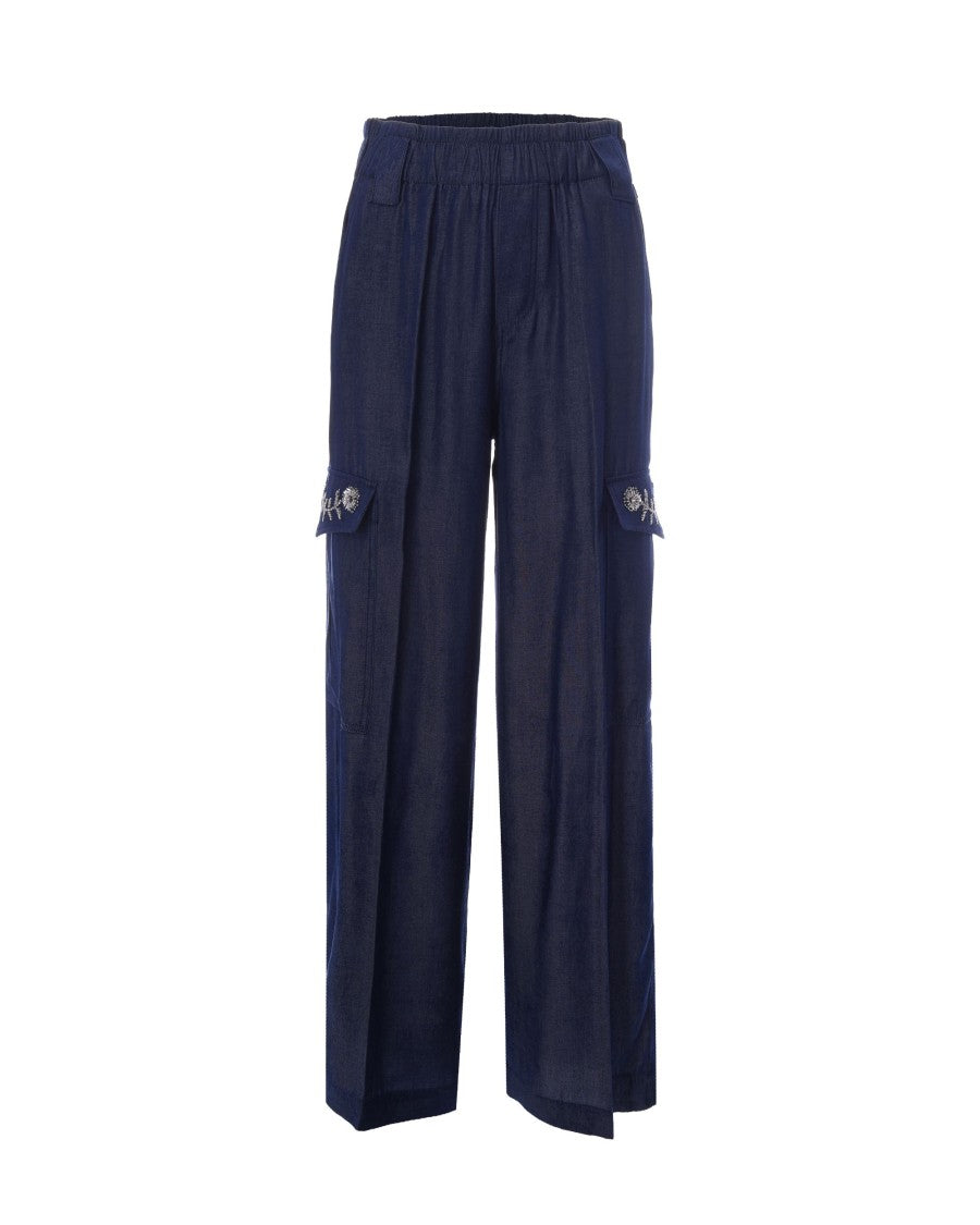Liu Jo High-Waisted Cargo Pants With Strass Embellishments