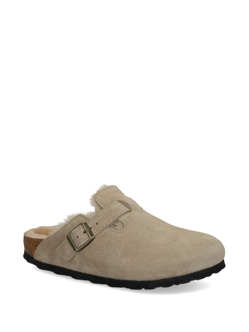 Birkenstock Suede Shearling Slip-On Sandals