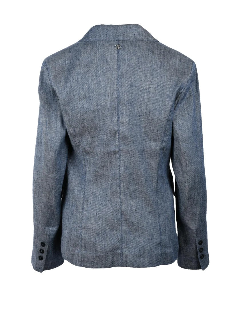Liu Jo Tailored Blazer In Subtle Denim Texture