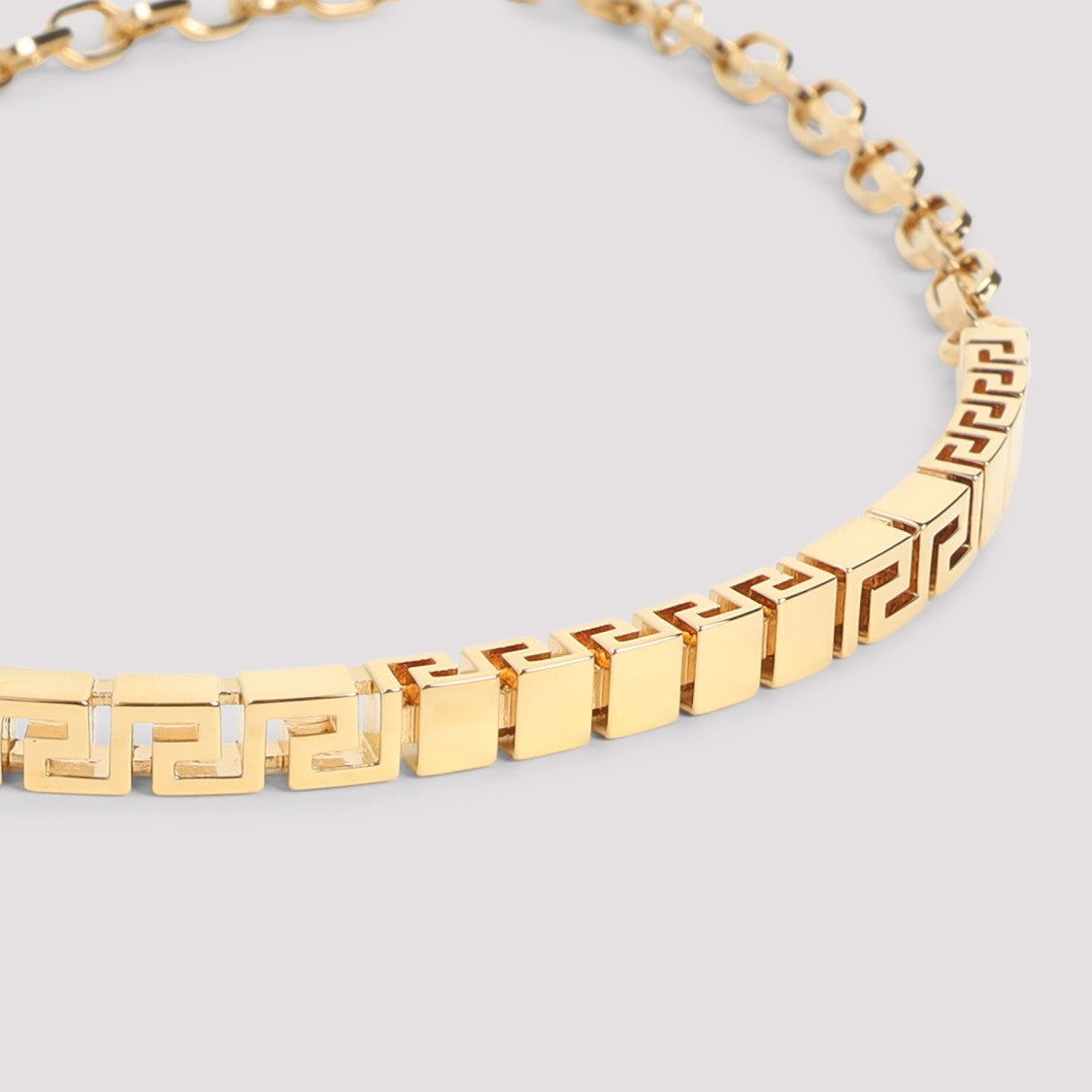 Versace Gold-Toned Brass Necklace With Geometric Design