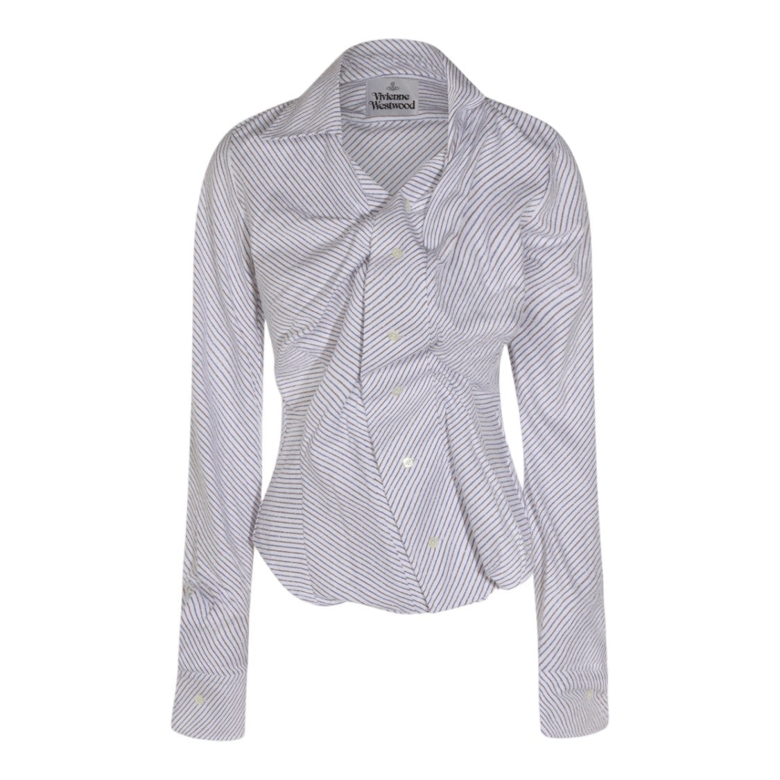 Vivienne Westwood Twisted Front Shirt With Diagonal Stripes And Classic Collar