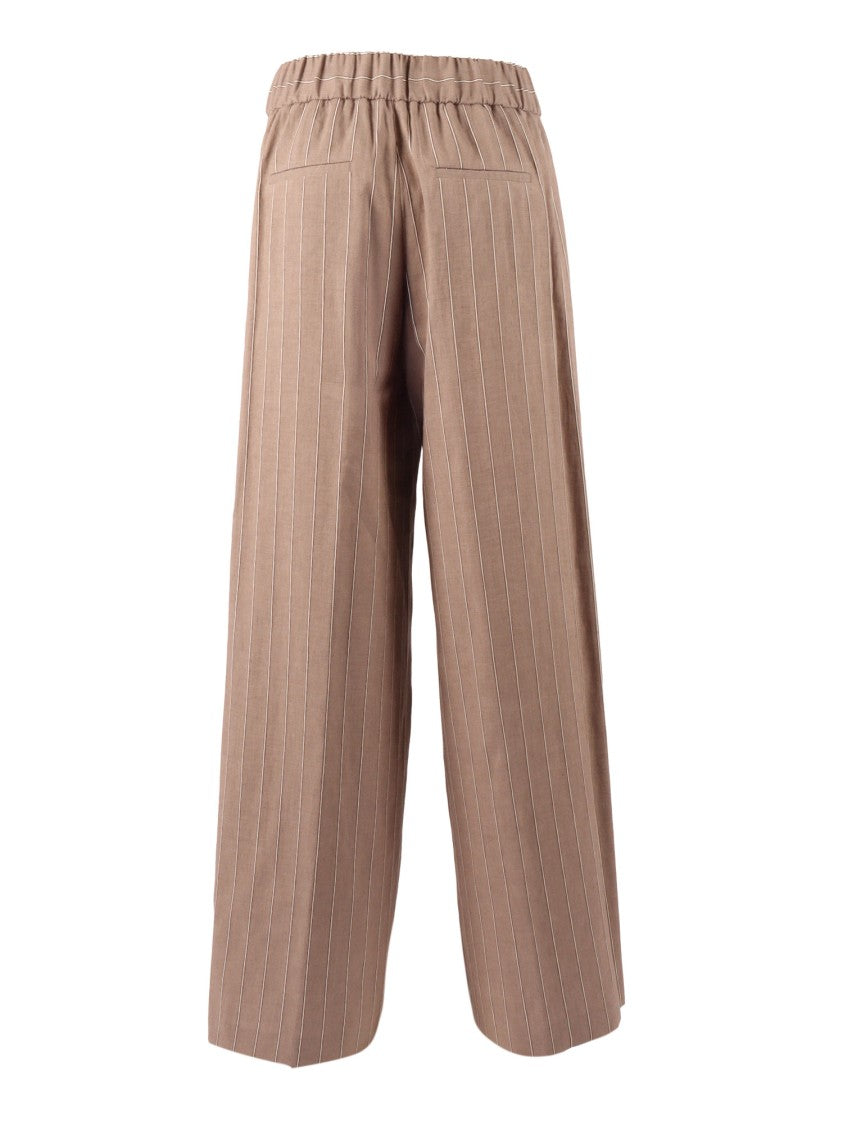 Peserico Woman Trousers Pinstripe Straight-Leg Pants