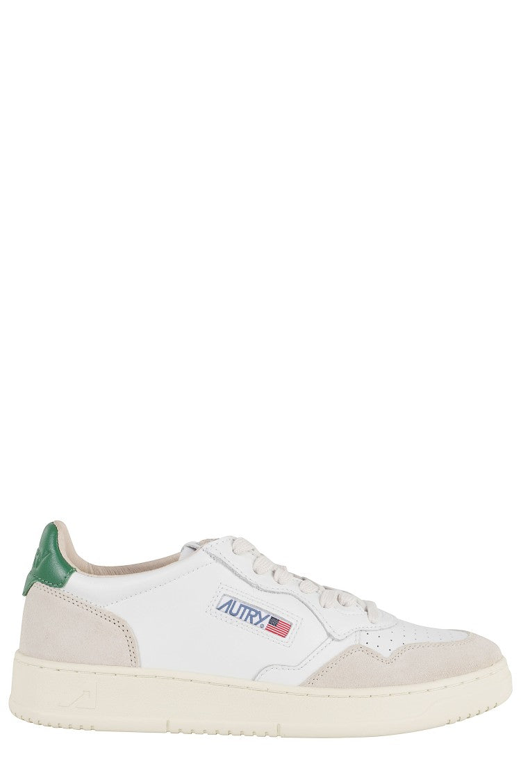 Autry Medalist Low White And Green Suede Leather Sneakers
