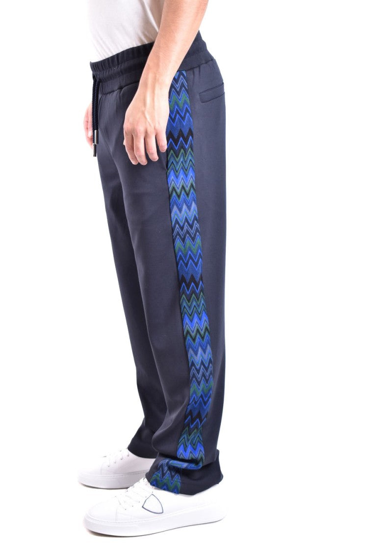 Missoni Sky Blue Trousers With Zigzag Pattern