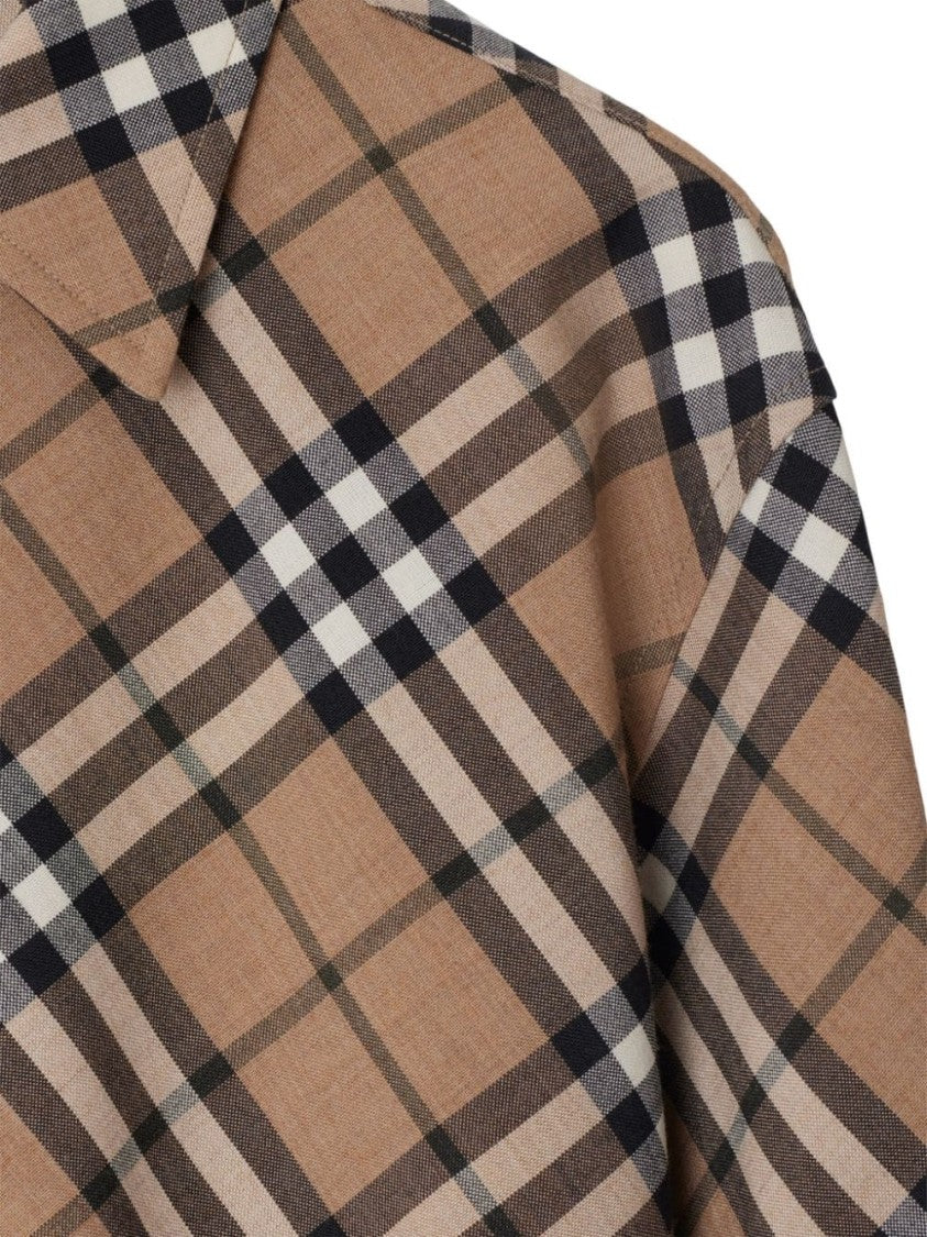 Burberry Classic Plaid Shirt In Beige Tones