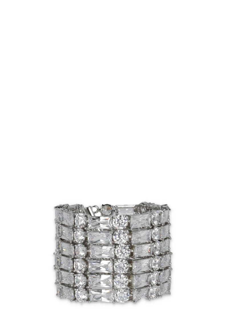 Self-Portrait Multi-Row Crystal-Embellished Brass Bracelet
