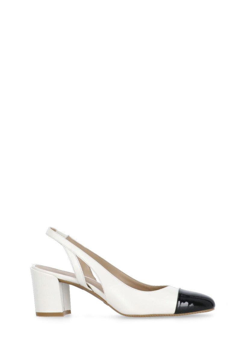 Stuart Weitzman White Sleek 50 Slingback