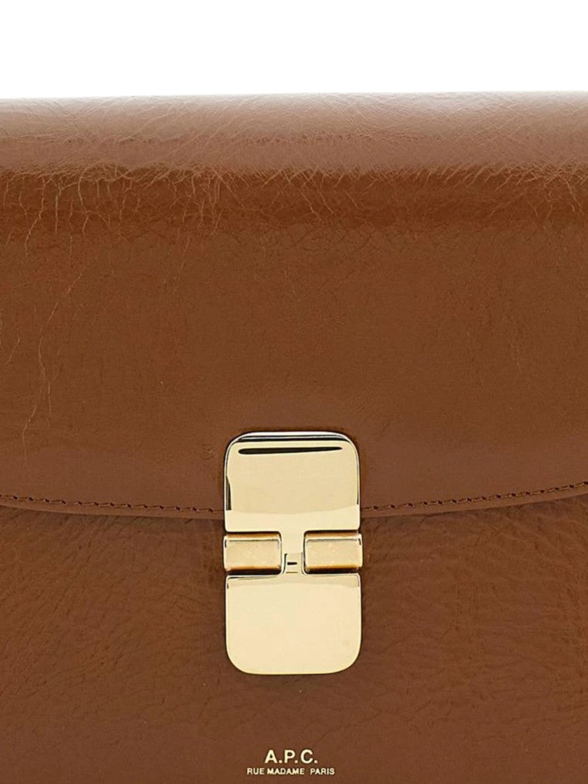 A.P.C. Brown Grace Small Structured Shoulder Bag