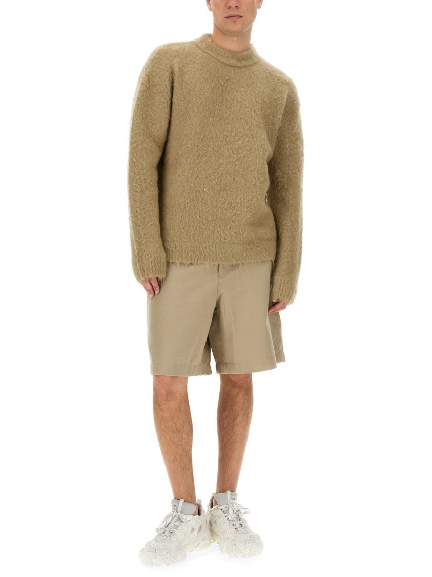 Acne Studios Fuzzy Wool Blend Sweater With High Neckline