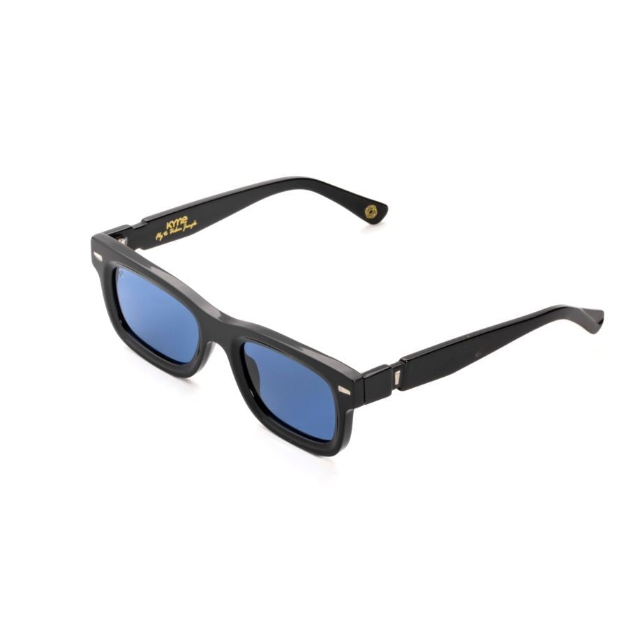 Kyme Jedi1 Bold Rectangular Frame Sunglasses With Deep Blue Lenses