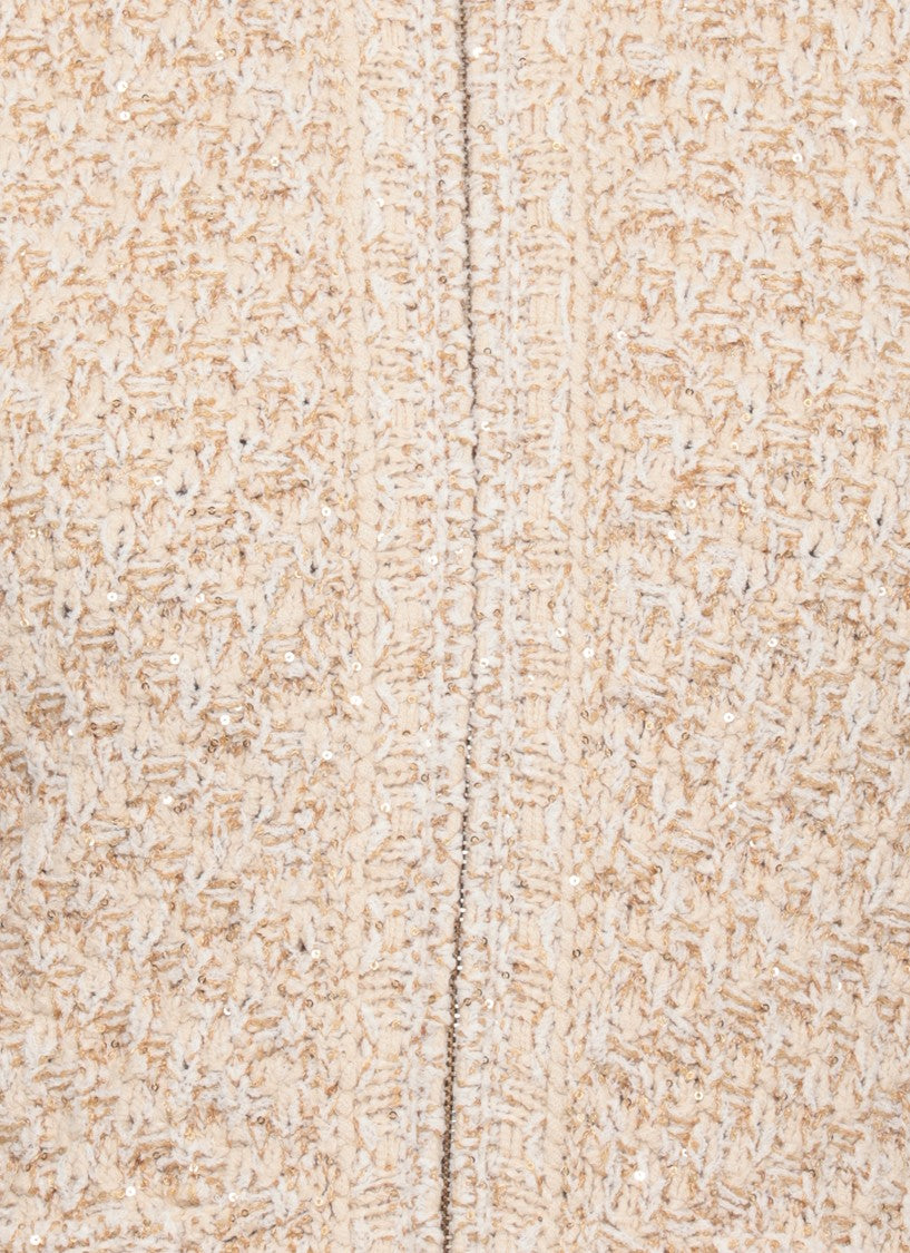 Fabiana Filippi Beige Sequin Zip Cotton Cardigan