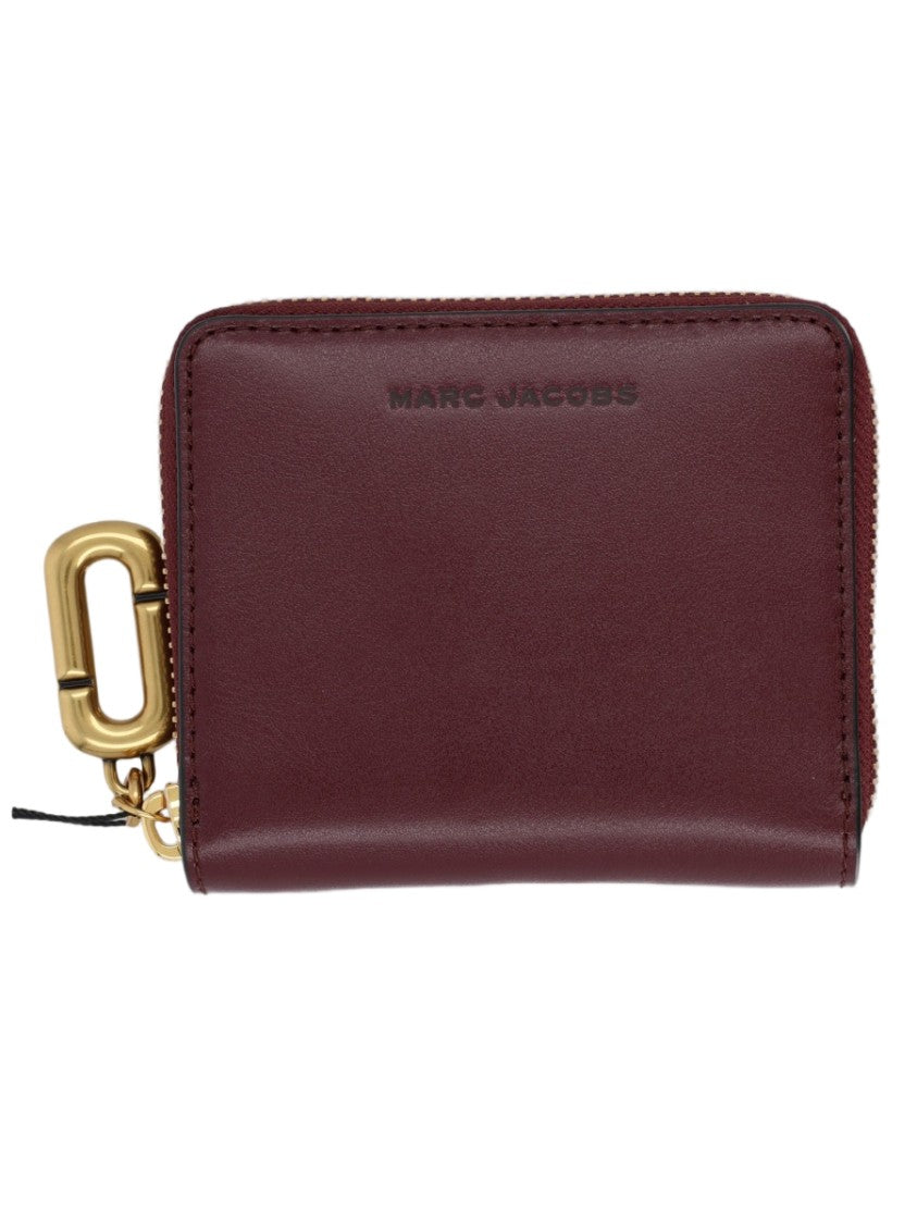 Marc Jacobs Burgundy Gold-Tone Accent Compact Leather Wallet