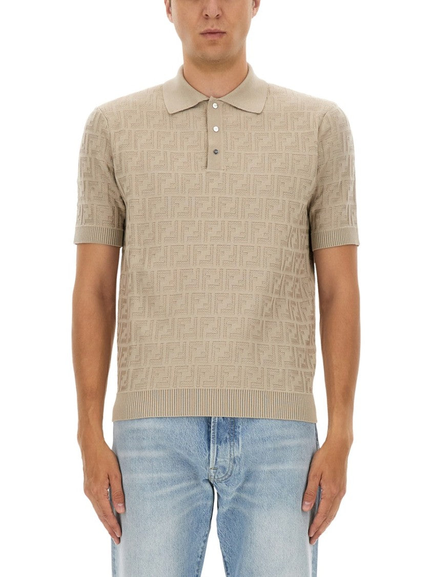 Fendi Ff Cotton Knit Polo Shirt