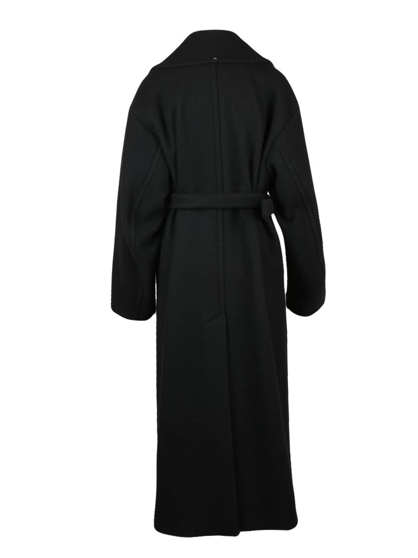 Sportmax Long Double-Breasted Virgin Wool Coat With Clean Silhouette