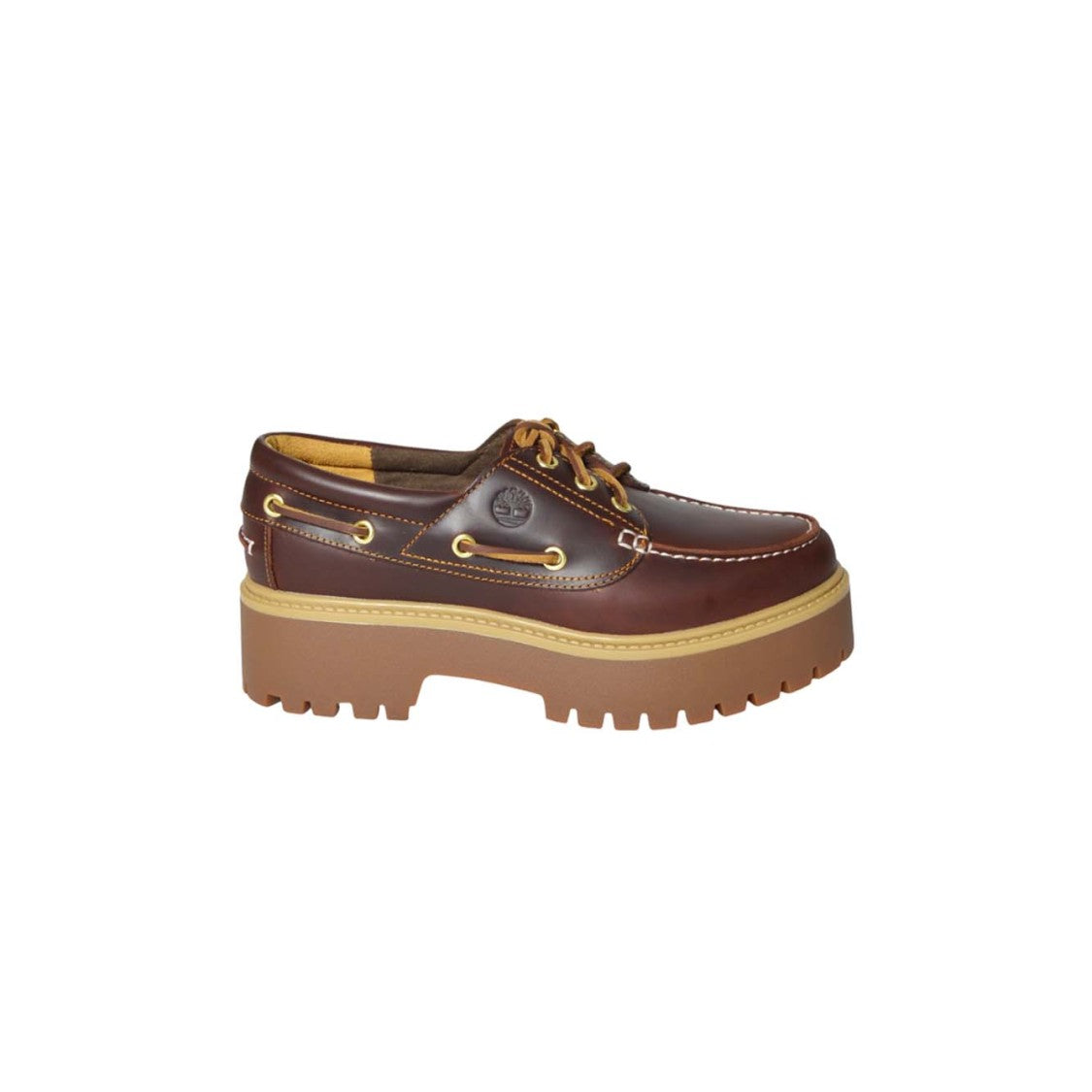 Timberland Chunky Platform Leather Flats With Lace-Up Detailing