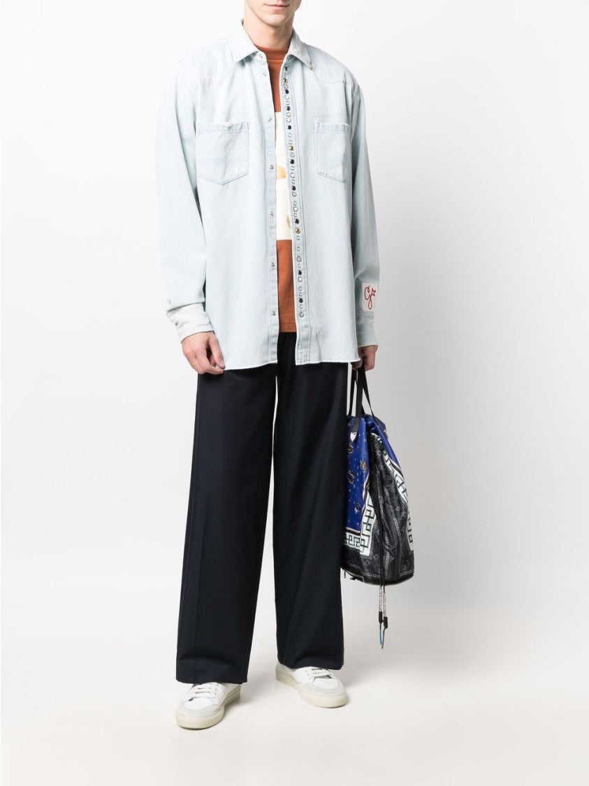 Golden Goose Light Blue Denim Shirt With Classic Collar