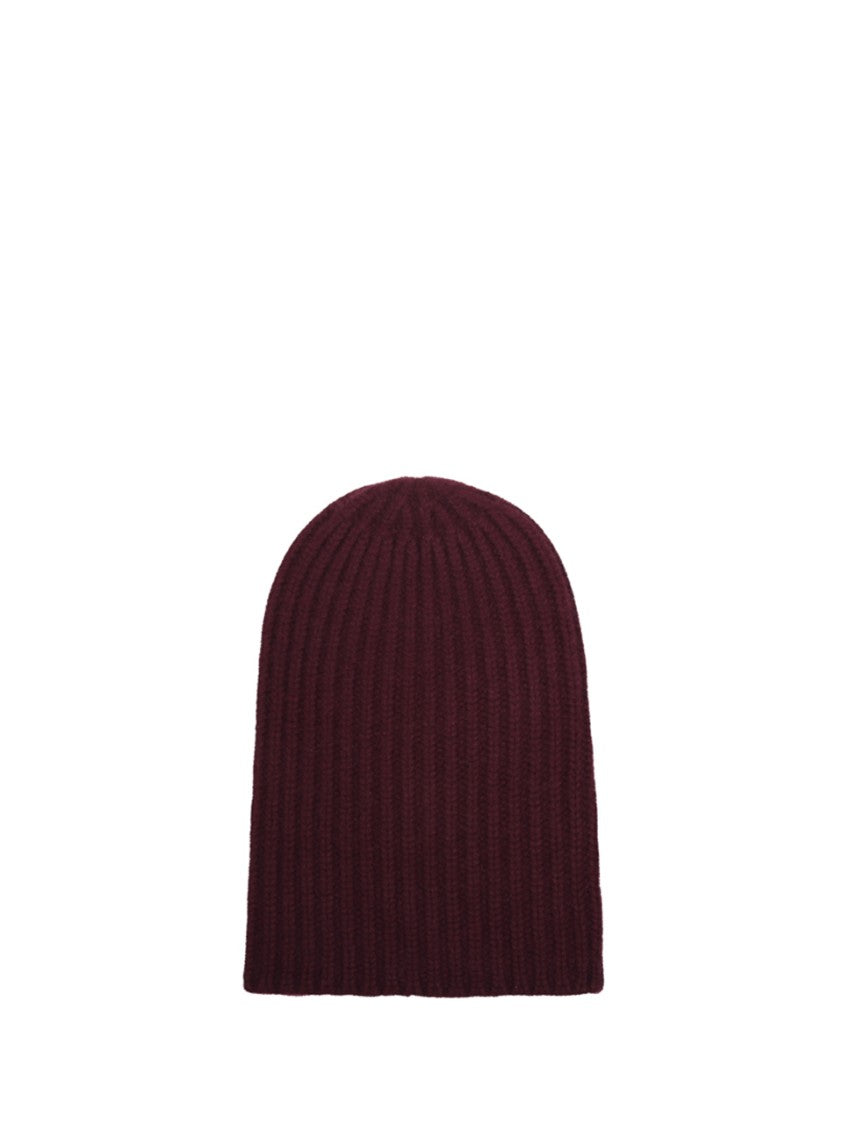 Hurray Burgundy Cashmere Beanie With Cheerful Emblem