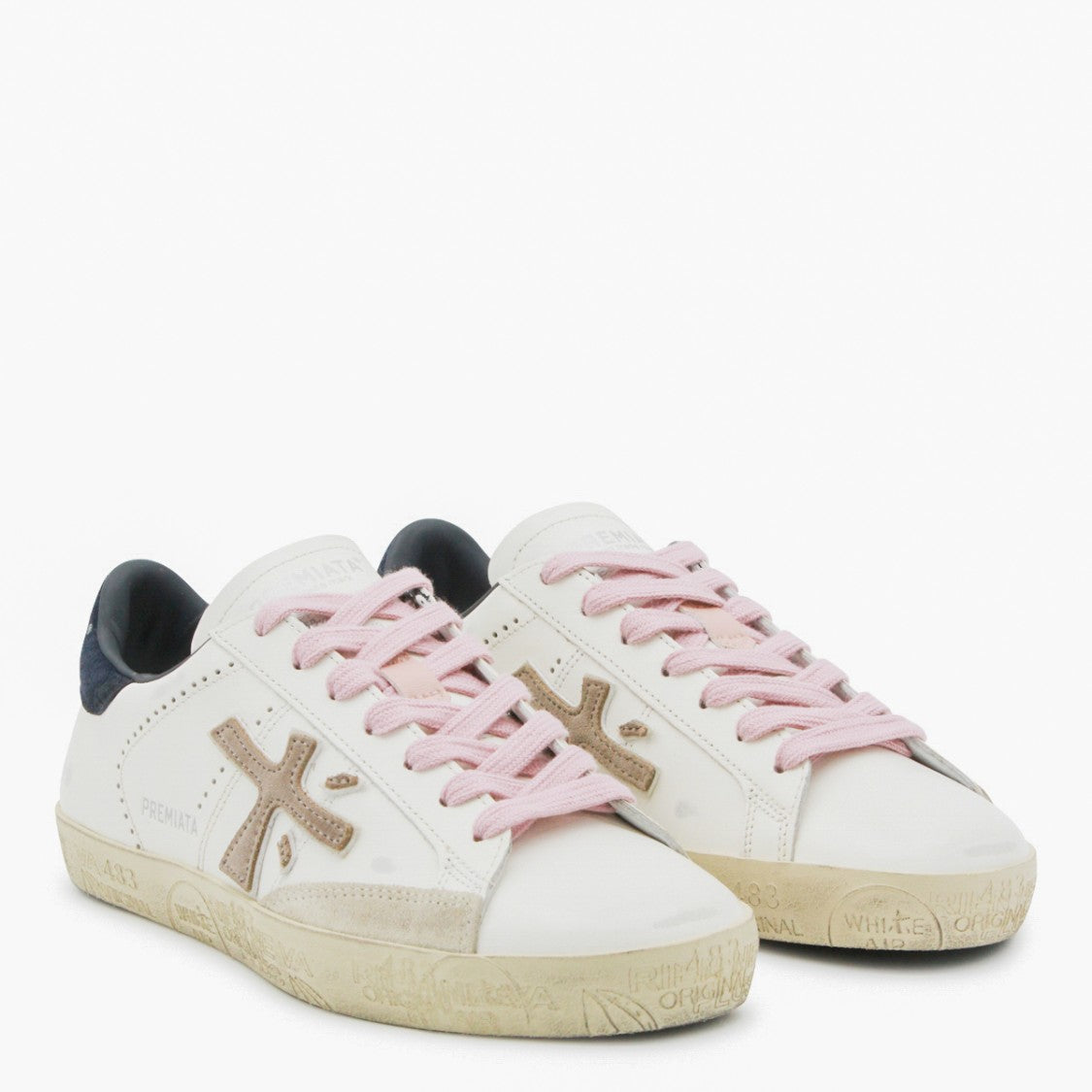 Premiata Low-Top Sneakers With Beige Suede Accents