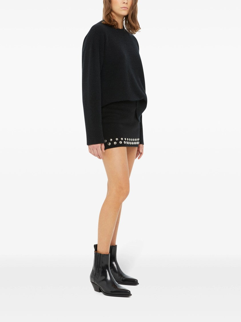 Alanui Black Love And Studs Wool Mini Skirt