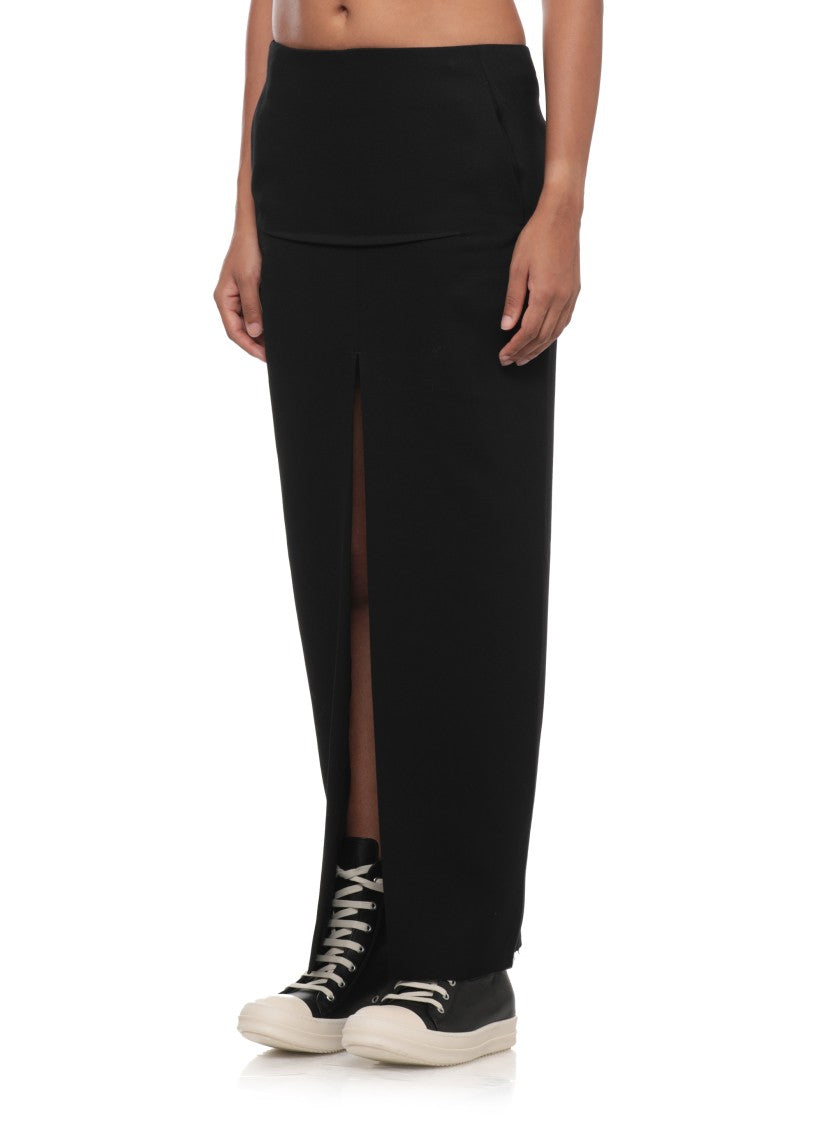 Rick Owens Black Midi Skirt With Front And Back Split