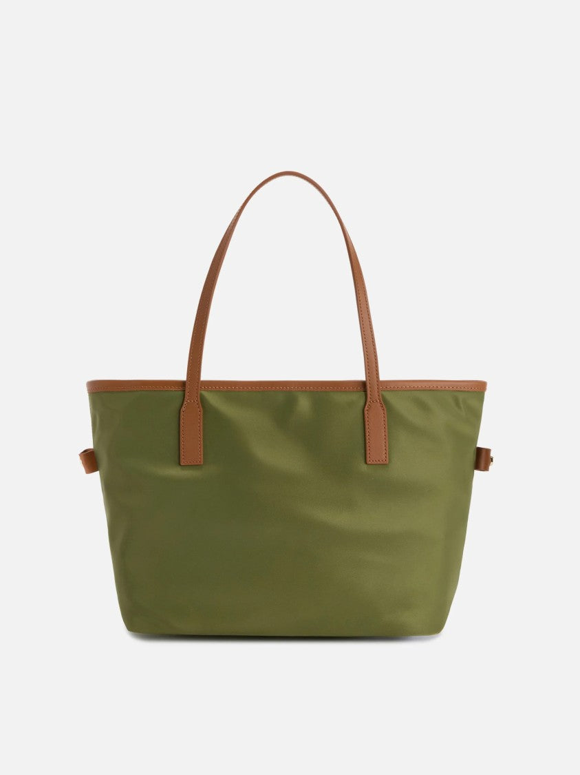 Mc2 Saint Barth Mid-Sized Nylon Shoulder Bag With Logo Print And Zip Closure