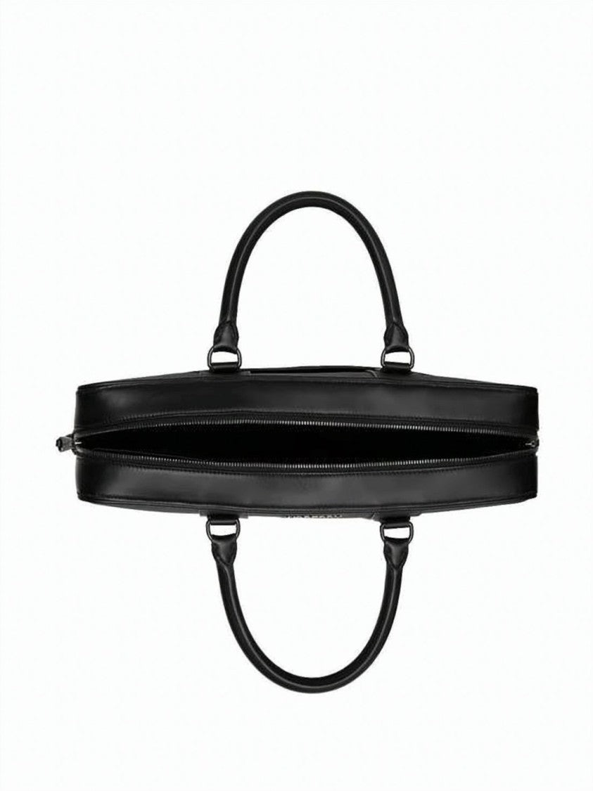 Burberry Structured Briefcase With Subtle Check Pattern