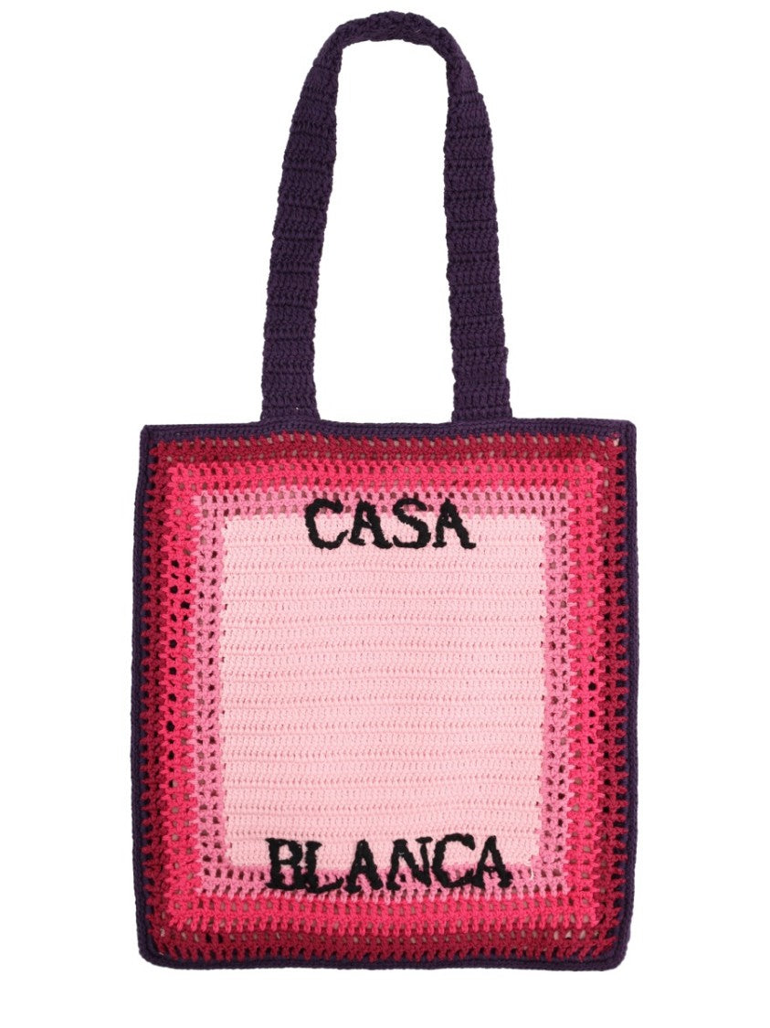Casablanca Casablanca Crochet Gradient Pink Tote Bag