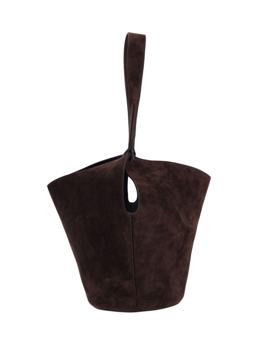 Khaite "Lotus" Small Tote Bag In Brown Calfskin Suede
