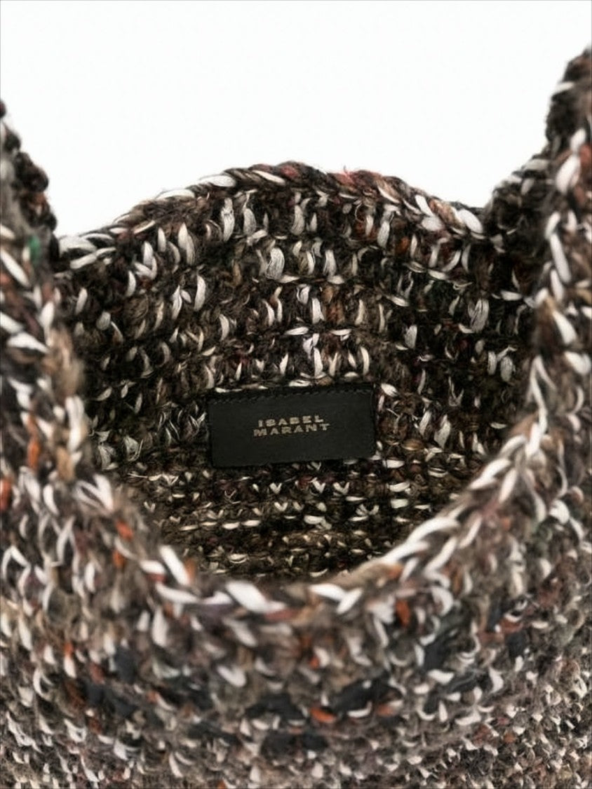 Isabel Marant Textured Knit Shoulder Bag With Embossed Logo Detail