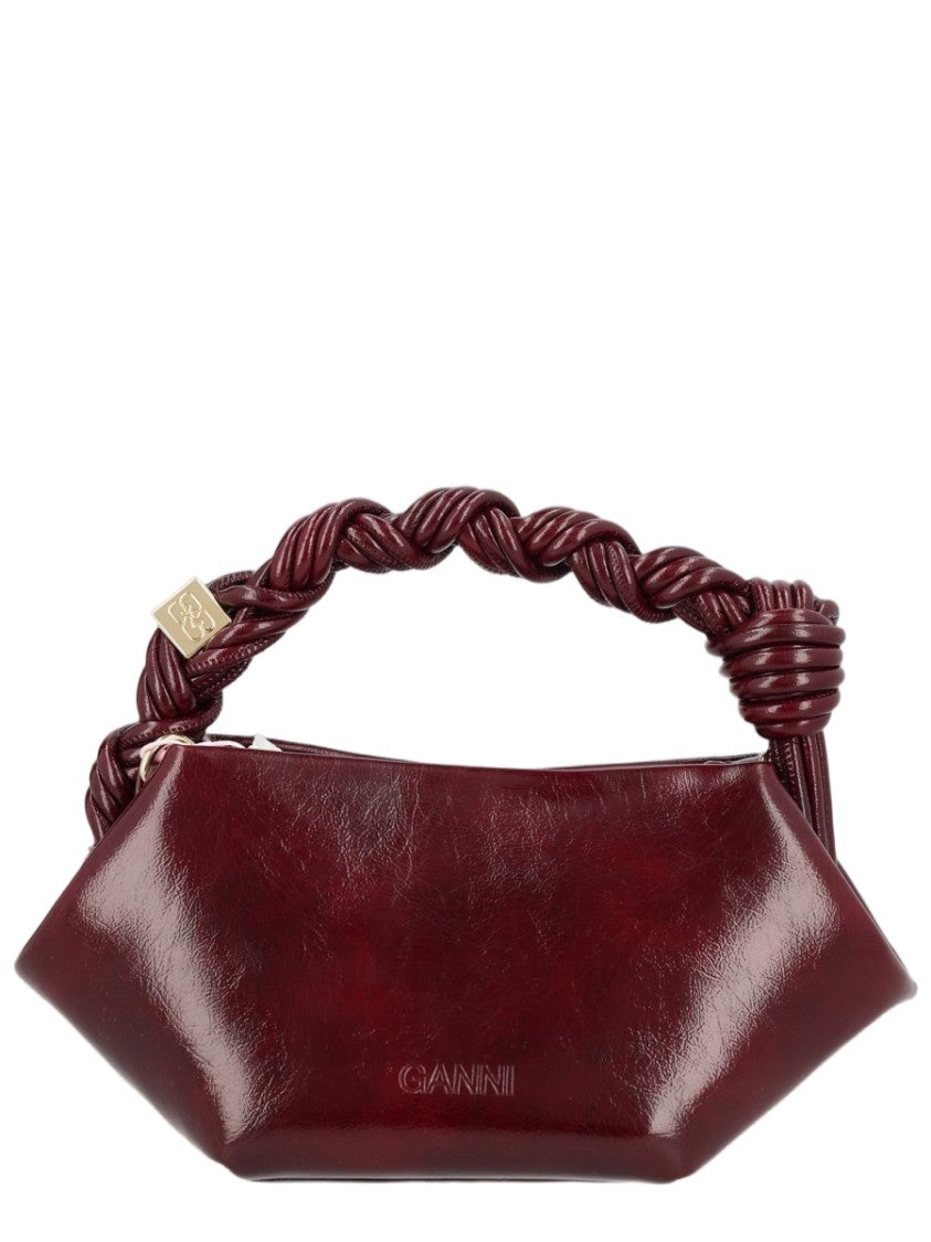 Ganni Burgundy Geometric Rope Handle Shoulder Bag