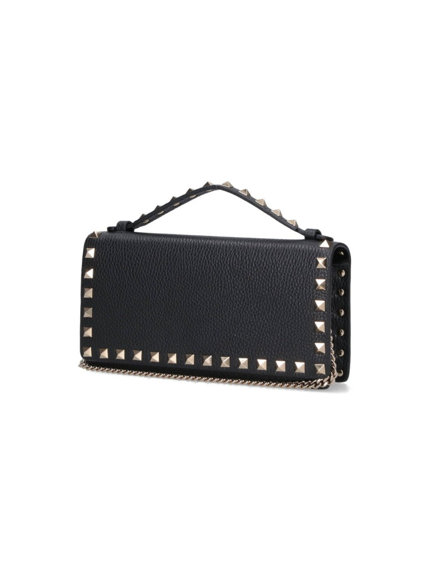 Valentino Garavani Black Rockstud Studded Leather Wallet